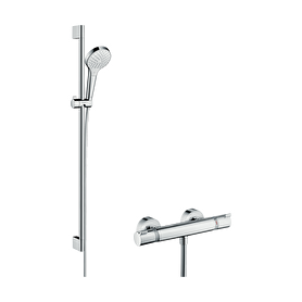 Hansgrohe Croma Select S aplike Duş Sistemi Vario, Ecostat Comfort Termostat Ve 90 Cm Duş Barı İle - 27014400 | Decoverse
