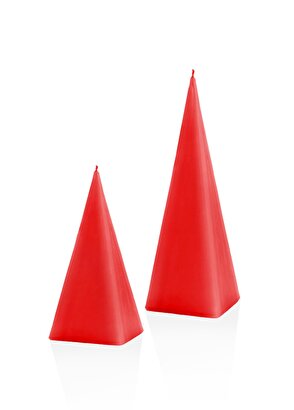  Piramit Kırmızı Mum 31 & 21 Cm 2li Set | Decoverse