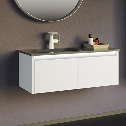  Orka Lisbon 90 cm Mat Beyaz Banyo Dolabı Takımı | Decoverse