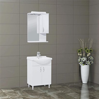  Denko Trend 55 cm Beyaz Banyo Dolabı Alt Modül Ve Seramik Lavabo | Decoverse