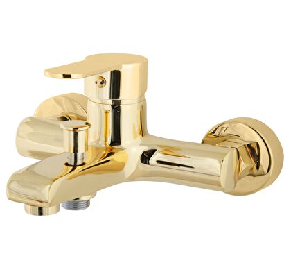 Troy Gold Banyo Bataryası Aç Kapa Banyo Duş Bataryası Altın Kaplama Banyo Bataryası | Decoverse