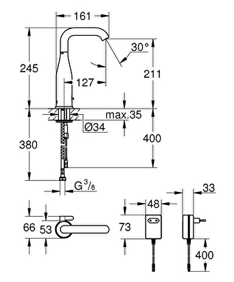 Grohe Fotoselli Lavabo Bataryası Elektrikli Çift Sugiriş 36444000 | Decoverse