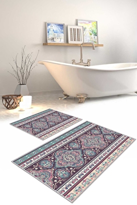 Dekoratif Modern Tasarım Kaydırmaz Taban 2'li Banyo Paspas Takımı | Decoverse