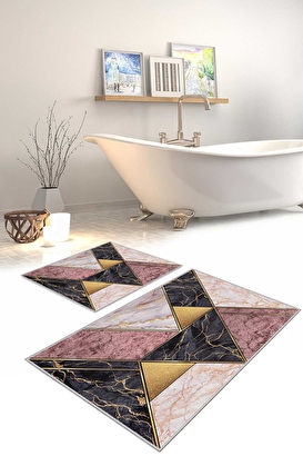 Dekoratif Modern Tasarım Kaydırmaz Taban 2'li Banyo Paspas Takımı | Decoverse