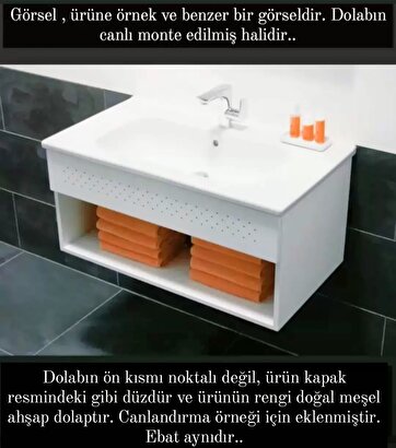  Vitra D-light 110cm Otel Unit Banyo Lavabo Dolabı - Doğal Meşe Dolap (lavabo Dahil) - 58147 | Decoverse