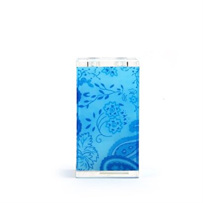 Diş Fırçalık Mavi Çiçekli 6x6x12cm | Decoverse