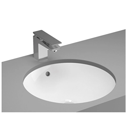 VitrA Metropole Tezgahaltı lavabo 5940B003-1082 Yuvarlak - kompakt - 45x45 cm - armatür deliksiz - su taşma delikli - beyaz | Decoverse
