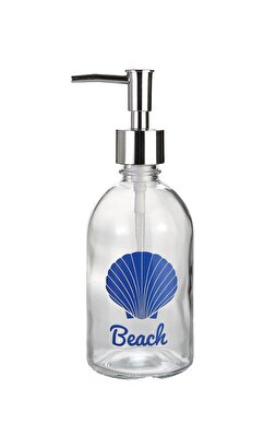 Cam Sıvı Sabunluk,,plaj Yazılı 7x7x20cm 360ml | Decoverse