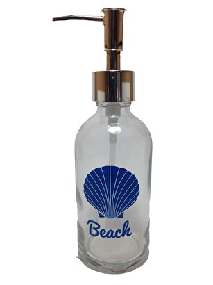  Cam Sıvı Sabunluk,plaj Yazılı 6x6x10cm 250ml | Decoverse