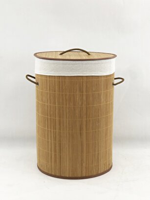  Lorin Katlanır Banyo Bambu Çamaşır Kirli Sepeti Yuvarlak Oval Naturel 35x50cm 61 Litre | Decoverse