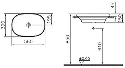 Vitra Frame Tezgahüstü Oval Lavabo Mat Beyaz 56cm | Decoverse