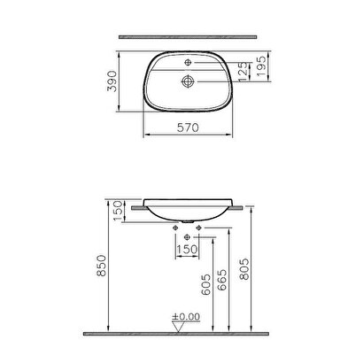  Vitra Frame Tezgah Üstü Oval Lavabo 57 Cm Mat Beyaz Batarya Delikli 5696b401-0041 | Decoverse