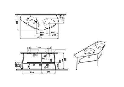 Vitra Plural Çift Seramik Lavabo Ünitesi 160 Cm Koyu Meşe 64043 | Decoverse