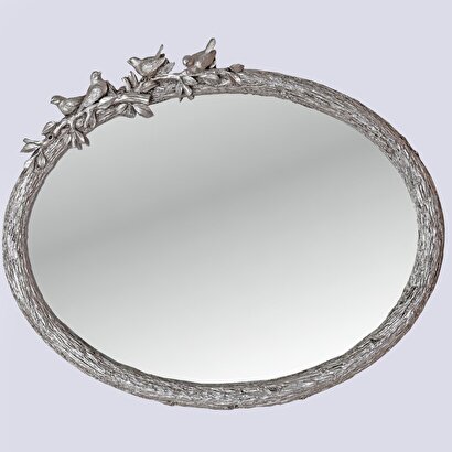 Kuş Figürlü Ayna Gümüş | Decoverse