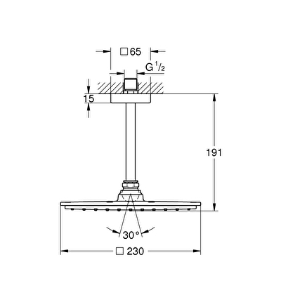  Grohe Rainshower Allure 230 Tavan Çıkışlı Tek Akışlı Tepe Duşu 154 Mm - 26065000 | Decoverse