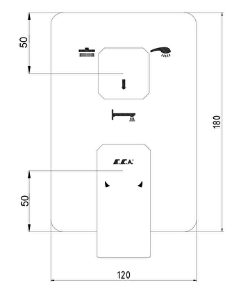 Eca Tiera Ankastre Banyo Bataryası 2 Parça Set / 3 Yollu (102167305-k+102166301) | Decoverse