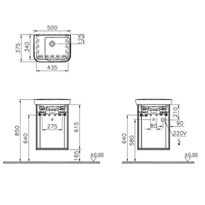 Vitra Sento Lavabo Dolabı 50 Cm Kapaklı Mat Antrasit Sağ 60801 | Decoverse