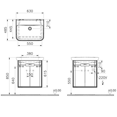  Vitra Sento Lavabo Dolabı 65 Cm Kapaklı Mat Antrasit 60805 | Decoverse