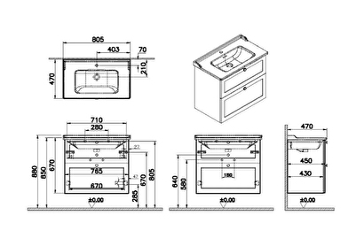  VitrA Root Classic İki Çekmeceli Lavabo Dolabı 80 Cm Beyaz 68869 | Decoverse