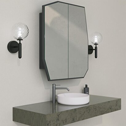 Neostill - Quartz Aynalı Banyo Dolabı / Siyah 60cm | Decoverse