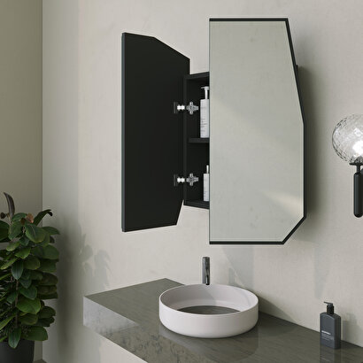  Neostill - Quartz Aynalı Banyo Dolabı / Siyah 60cm | Decoverse
