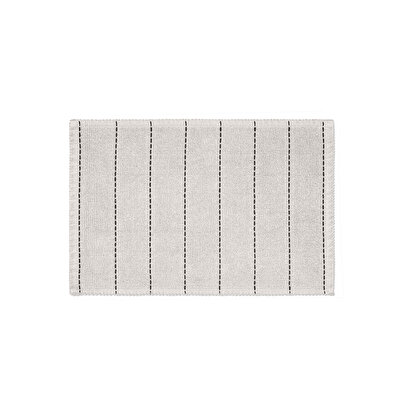 Basic Stripe Doğal Pamuklu 2'li Banyo Kilim Seti 60x100+50x60 Cm Ekru / Lacivert Çizgili | Decoverse