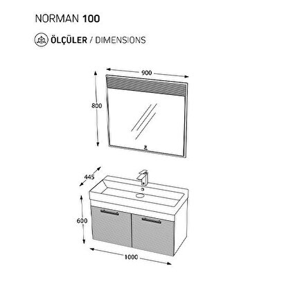 Pierre Cardin Norman 100 Cm Matt Anthracite Banyo Dolabı Mat Antrasit | Decoverse