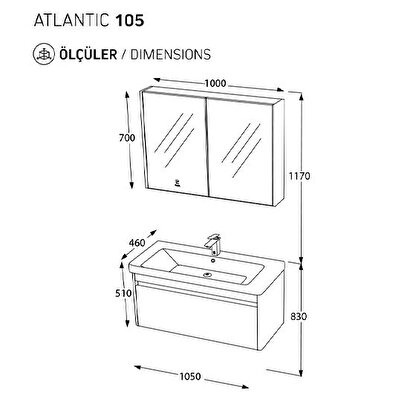 Pierre Cardin Atlantic 105 Cm Banyo Dolabı Parlak Beyaz | Decoverse