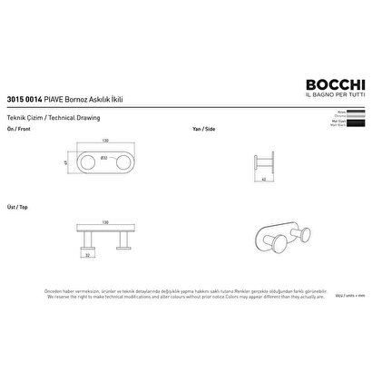  Bocchi Piave Bornoz Askılık İkili Krom 3015 0014 | Decoverse