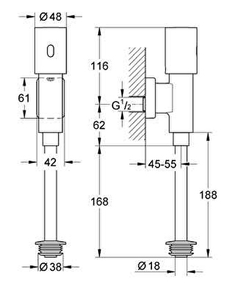  Grohe Fotoselli Pisuar Valfi Üst. Görünür Girişli Pilli 37421000 | Decoverse