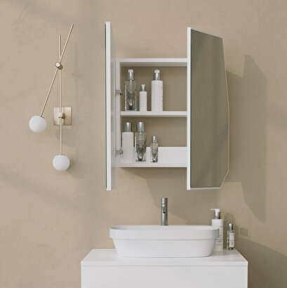 Neostill - Quartz Aynalı Banyo Dolabı /beyaz 60cm | Decoverse