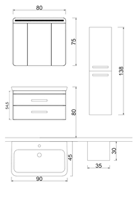 Denko Girne 90 cm Banyo Dolabı Takımı | Decoverse