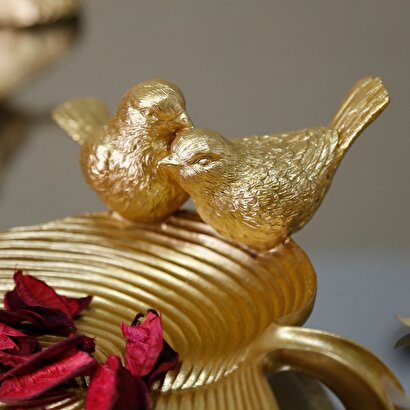  Dekoratif Kuşlu Tabak Altın | Decoverse