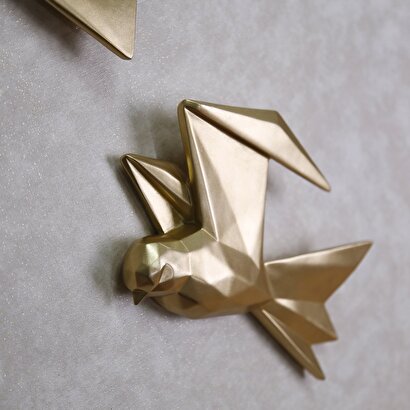 Mouette 3'lü Dekoratif Kuş Altın | Decoverse