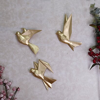 Mouette 3'lü Dekoratif Kuş Altın | Decoverse