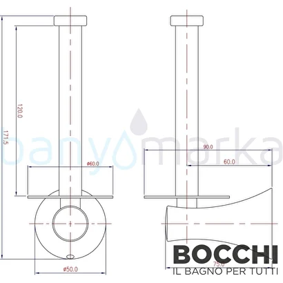 Bocchi Novara Tuvalet Kağıtlık Yedek Krom 3016 0009 | Decoverse