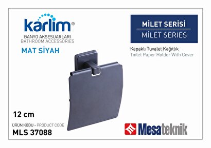 Karlim® Mls 37088-k Milet Mat Siyah Geniş Kapaklı Tuvalet Kağıtlık 12 Cm | Decoverse