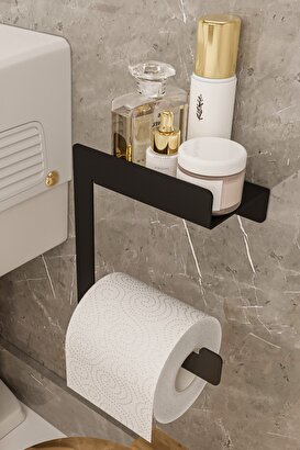  Raflı Tuvalet Kağıtlığı Tuvalet Kağıdı Aparatı Tuvalet Kağıdı Standı Siyah | Decoverse