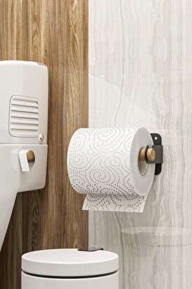 Ahşap Paslanmaz Çelik Modern Tuvalet Kağıdı Askısı Wc Rulo Kağıt Düzenleyici | Decoverse