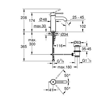 Grohe Essence Tek Kumandalı Lavabo Bataryası 1/2" S-boyut - 24171al1 | Decoverse