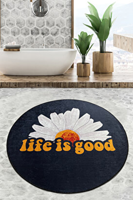  Life Is Good Çap Banyo Halısı Djt 100x100 Cm | Decoverse