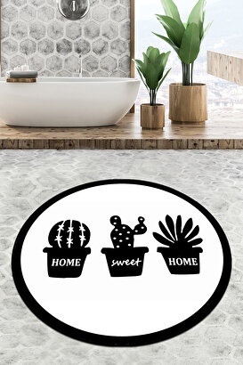  Cereus Çap Banyo Halısı Djt 120x120 Cm, Banyo Halısı , Banyo Paspası Yıkanabilir | Decoverse