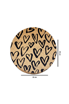  Coco Small Heart Çap 50x50 Cm Doğal Koko Kıl Paspas,hindistan Naturel Kapı Önü Paspası | Decoverse