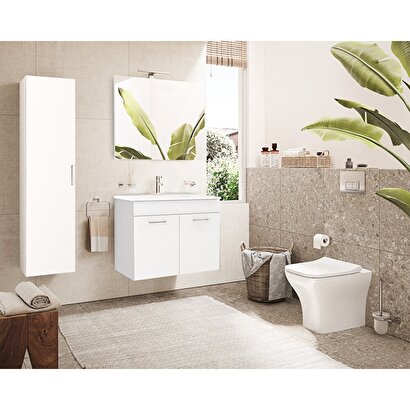  Vitra Banyo Mobilyası Seti, Parlak Beyaz, 80 Cm, Kapaklı | Decoverse