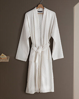  Sault Kimono Erkek %100 Pamuk Bornoz - Beyaz | Decoverse