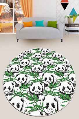  Green Panda Cap Djt Modern Tasarım Yıkanabilir Kaymaz Taban Halı | Decoverse