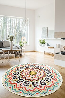 Mandala Color Djt Çap Dekoratif Modern Halılar | Decoverse