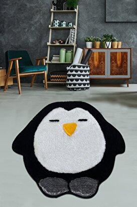  Penguin Dekoratif Halı 90x90 Cm Yıkanabilir El Yapımı Tufting | Decoverse