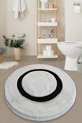 Quadrato Siyah 90x90 Cm Çap Banyo Halısı Akrilik | Decoverse