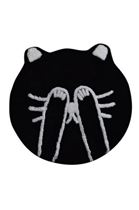  Shy Cat Siyah Çap  Klozet Takımı, Banyo Paspas Seti Halısı | Decoverse